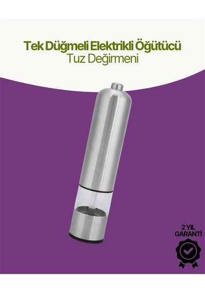 Zenvia Elektrikli Baharat Öğütücü Pilli Paslanmaz Çelik Otomatik Tuz Karabiber Değirmeni Znv2026