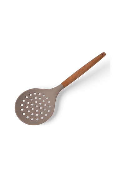 Bambu Saplı Silikon Kevgir, Bambu Uzun Silikon Geniş Kevgir 27cm 3 Renk Seçenekli Taba
