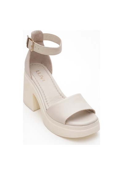 Luvishoes Luvi Shoes Margot Ekru Cilt Hakiki Deri Kadın Platform Topuklu Sandalet Ekru