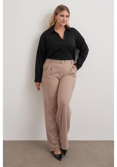 Myline Polo Yaka Triko Bluz-3363 Siyah