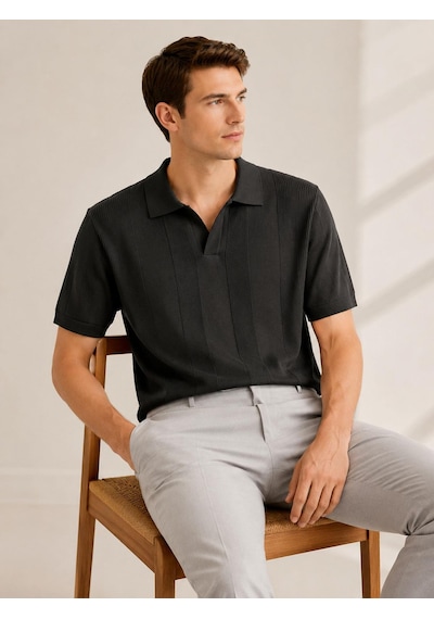 Classics Men Huffa Slim Fit Erkek Polo Yaka Triko Tişört 7677 Siyah