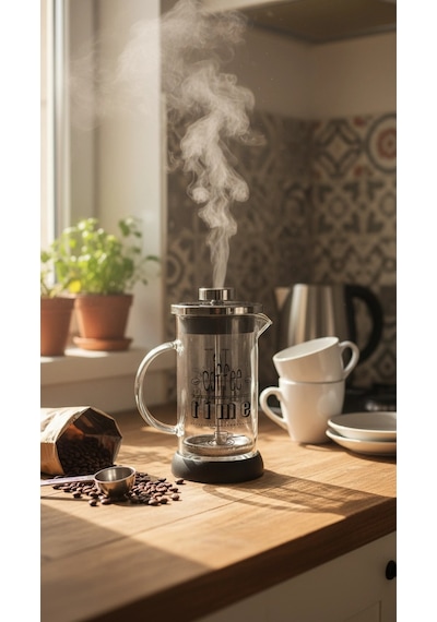 Tasarım French Press - Filtre Kahve Ve Bitki Çayı Demliği 350 Ml Siyah Çok Renkli