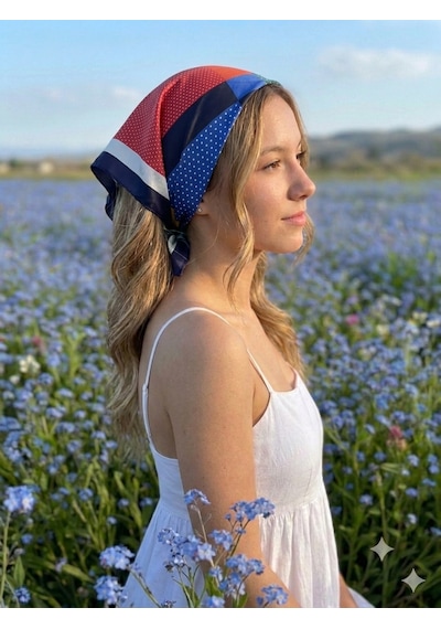 Trend Dokunuş Kadın 50-50 Saten Dört Farklı Renkte Kombinleyeceğiniz Fular Bandana Çok Renkli