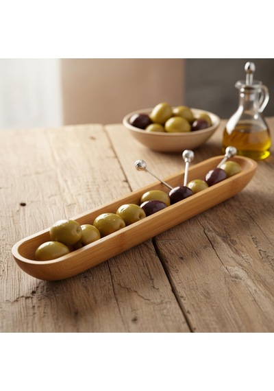 35cm Bambu Zeytinlik Doğal Ahşap Oval Uzun Servis Tabağı Meze Sunumu, Çerezlik, Atıştırmalık Tabağı Çevre Dostu Mutfak Ve Sofra Aksesuarı Çok Renkli