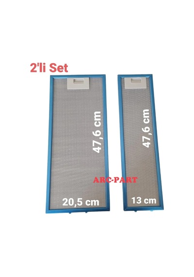 Esty 1390 Aspiratör Alüminyum Filtre Takımı 20,5x47,6 /13x47,6 Cm +karbon Filtre - 2'li Set