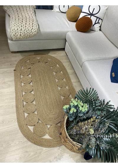 Mavaux Cookie Jüt Hasırlı El Örgüsü Kilim Bej