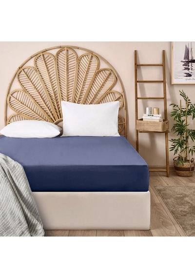 Soft Basic Tek Kişilik Düz Kenar Saten Çarşaf - Lacivert - 160x240 Cm Renkli