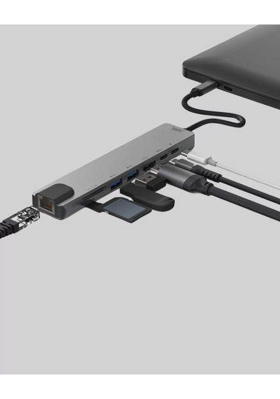 Home Alüminyum Kasalı Apple MacBook Uyumlu Usb-c Hub 4k Hdmı, Usb 3.0, Sd/tf Kart Girişi, Pd Şarj Desteği