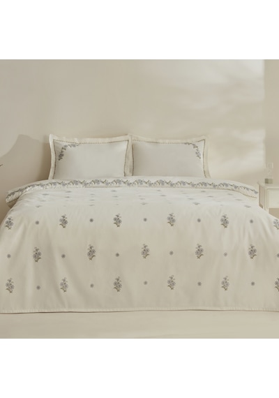 Karaca Home Vanes Çift Kişilik Nakışlı Nevresim Pike Takımı Mavi Mavi