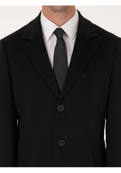 Cacharel Siyah Slim Fit %100 Kaşmir Palto
