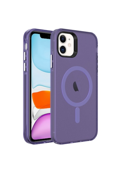 Ardemix Apple Uyumlu iPhone 11 Magsafe Şarj Özellikli Buzlu Transparan C-pro Sert Kılıf-de Derin Mor