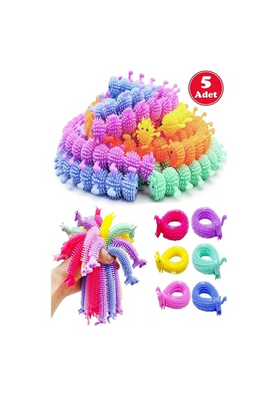 5 Adet Duyusal Stres Oyuncağı Uzayan Sukuşi Oyuncak Tırtıl Unicorn Karne Hediyesi
