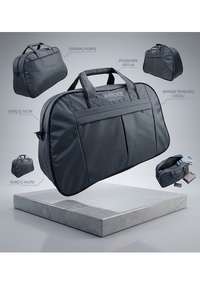Bag Trend Bt Büyük Boy Seyahat Çantası İmperteks Kumaş Suya Dayanıklı 3 Gözlü Omuz Askılı Spor Ve Valiz Çantası Gri