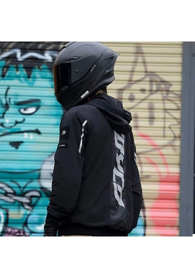 Motoanl Motosiklet Ve Bisiklet Korumalı Jacket Yağmurluk Polyester Stopwater Sertifika Korumalı Mont Black