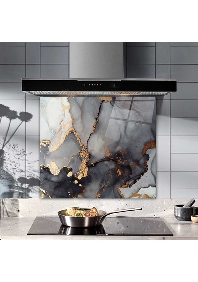 Decorita Cam Ocak Arkası Koruyucu|Stark MermerGörünümlü|52cmx60cm