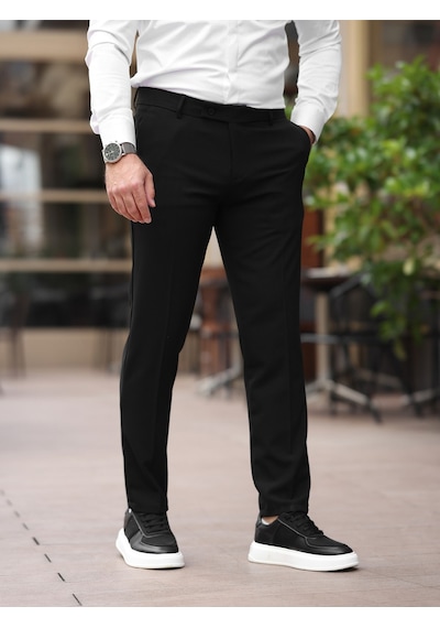 A Kalite Slim Fit Likralı Kumaş Pantolon Siyahh