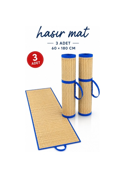 Hasır Mat 3'lü,kamp Matı 60x180 Cm Krem