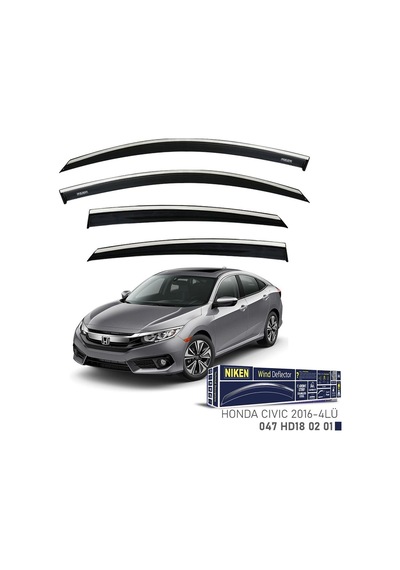 Niken Honda Civic Fc5 Cam Rüzgarlığı Kromlu 4'lü 2016+ Sonrası