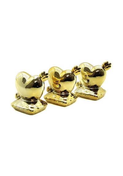İbico İ12-110 Biblo Ve Dekoratif Süs Eşyası Gold Küçük Seramik Kalp - Ok - 12'li Paket Diğer