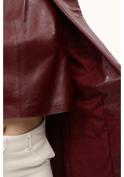 Leatinn Bordo Kadın Blazer Deri Ceket