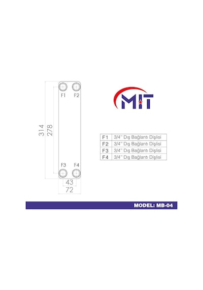 Mıt Mb-04 Lehimli Tip Plakalı Isı Eşanjör (16 Plakalı)