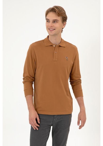 U.S. Polo Assn. Erkek Regular Fit Polo Yaka Camel Basic Sweatshirt 50313772-VR233