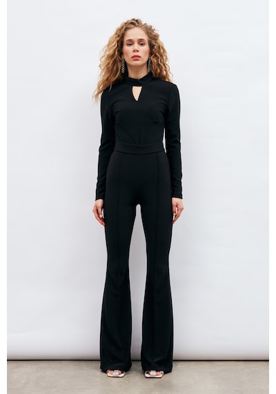 Sateen İspanyol Paça Pantolon - Siyah-132913 Siyah