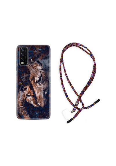 Vivo Y20 Kılıf Rasta Boyun Askılı Flowers Giraffe 1338