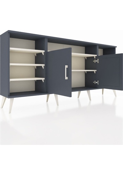 Arges Konsol 8 Raflı 2 Kapaklı 176x30x83 Antrasit-antrasit/aytaşı Antrasit/aytaşı