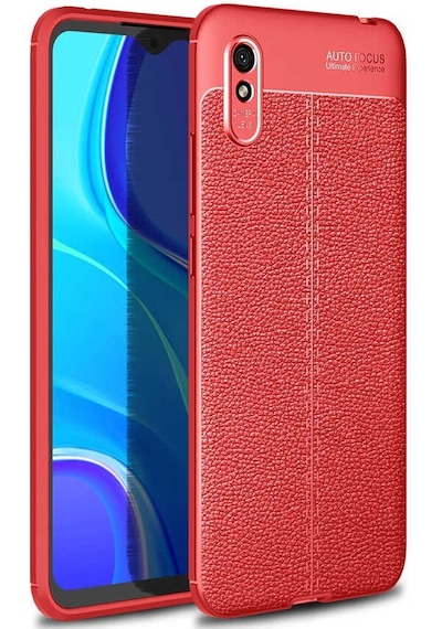 Xiaomi Redmi 9a Kılıf Deri Görünümlü Renk Atmayan Dayanaklı Silikon Kapak Niss