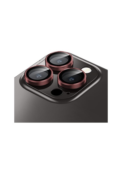 Buff Apple Uyumlu iPhone 15 Pro Max / 15 Pro Kamera Metal Lens Koruyucu Bordo