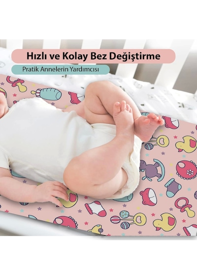 Matgo Baby Ördek Arabalı Bebek Alt Açma Matı Minderi Yıkanır Sıvı Geçirmez Bakım Pad Örtüsü 35x65cm