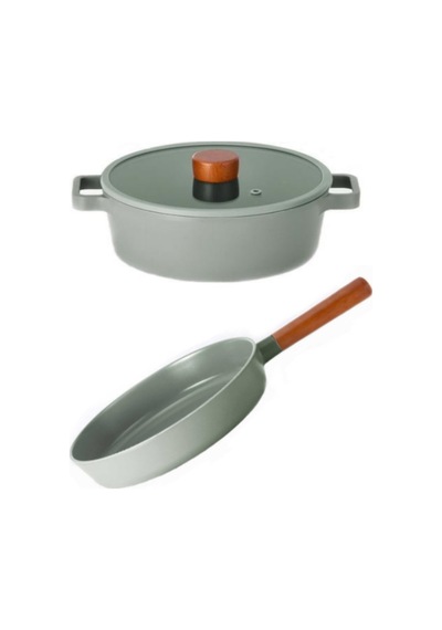 Neoflam Fika Gri Döküm 24 cm Tencere & Tava Seti