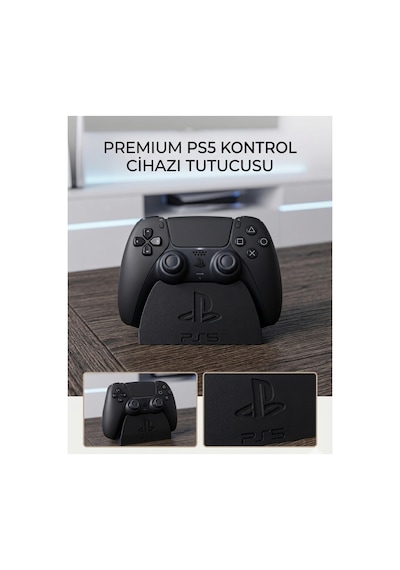 Ps5 Dualsense Premium Stand Masaüstü Oyun Kolu Tutucu - Şık Ve Minimalist Tasarım - Siyah