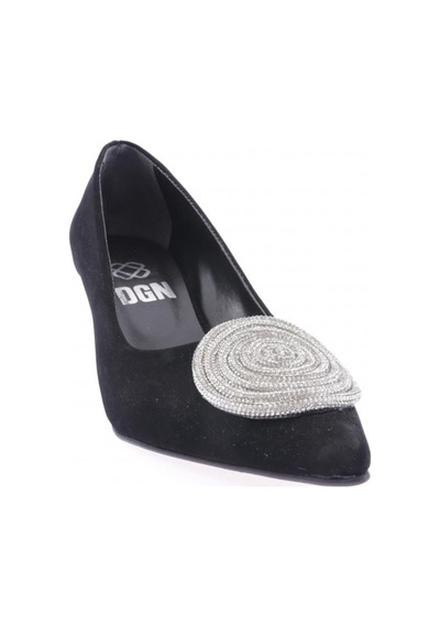 Dgn Fb-37-23y Kadin Silver Taşli Tokali Topuklu Ayakkabi FB-37-1563-R1700 Siyah Velvet