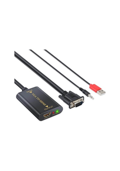 Wozlo Vga To Hdmi Çevirici Dönüştürücü Kablo Görüntü Ve Ses Çevirici - Full Hd 1080p