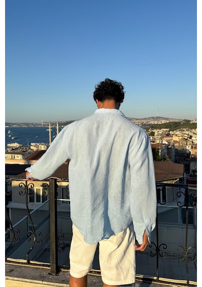 Flaw Chill Cozy Relax Fit Gömlek Mavi-26440 Mavi