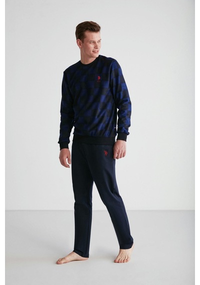 U.S. Polo Assn. U.s Polo Assn 18713 Erkek Bordo Yuvarlak Yaka Pijama Takımı Lacıvert