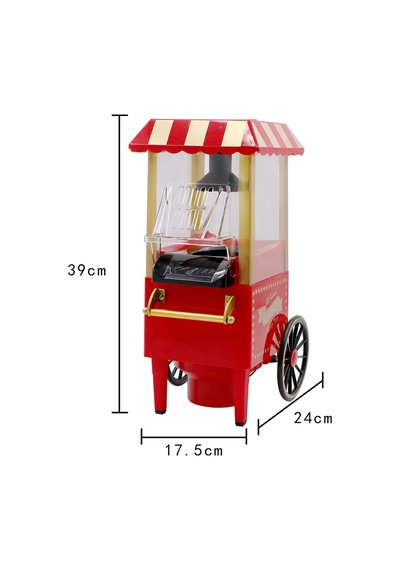 Tmp01 Retro Mısır Patlatma Makinesi Yağsız Ev Tipi Popcorn Makinesi 1200w Kırmızı Sinema Arabası Tasarımlı