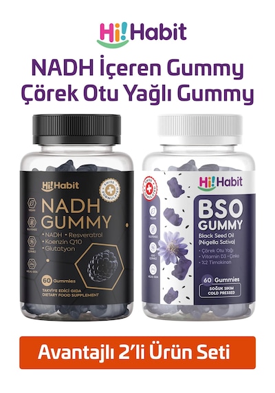 Hi Habit Nadh & Çörek Otu Gummy Q10 B12 D3 Çinko 2x60 Adet