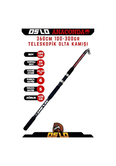 Okuma Revenger Rv-65 360cm 100-300gr Anaconda Profesyonel Sazan Kıyı Olta Takımı Seti