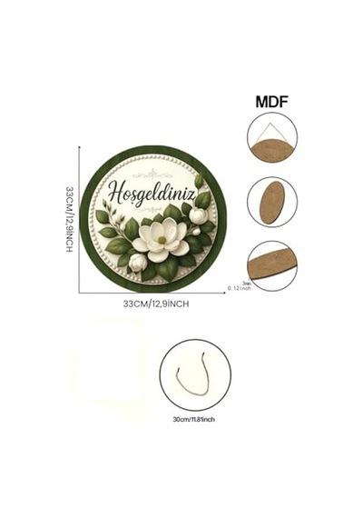 Geldiniz Çiçekli Uv Baskı 3d Görünümlü Mdf Kapı Süsü 20 Cm Askılı Silinebilir Ks010 Ks010 X Çok Renkli