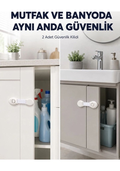 2'li Dolap Ve Çekmece Güvenlik Kilidi Seti Çok Renkli