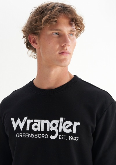 Wrangler Regular Fit Normal Kesim %100 Pamuk Sıfır Yaka Sweatshirt Siyah