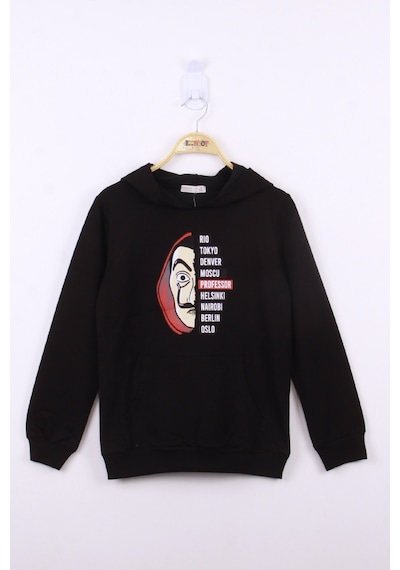 Toontoy Kids Toontoy Erkek Çocuk La Casa Baskılı Sweatshirt Siyah