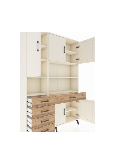 Arges Dolap 9 Raflı 5 Çekmeceli 5 Kapaklı 132x30x195 Aytaşı-aytaşı/çam Aytası/atlas Çam
