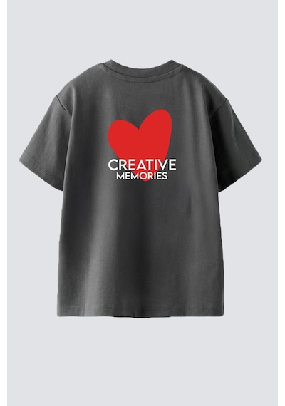 Monila Kız Çocuk Pamuklu Bisiklet Yaka Sırtı Baskılı T-shirt Antrasit