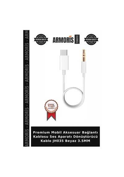 Premium Mobil Aksesuar Bağlantı Kablosu Ses Aparatı Dönüştürücü Kablo Jh035 Beyaz 3.5mm