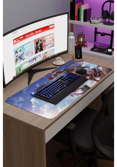 Amber Genshin Impact Anime Gacha V5 - 90x40 Xxl Gaming Mouse Pad Fare Altlığı