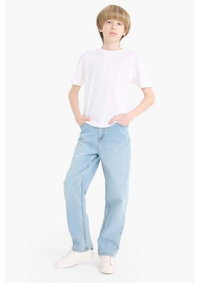 DeFacto Erkek Çocuk Straight Fit Düz Paça Cepli Jean Pantolon C3697A824WNNM39 Mavi